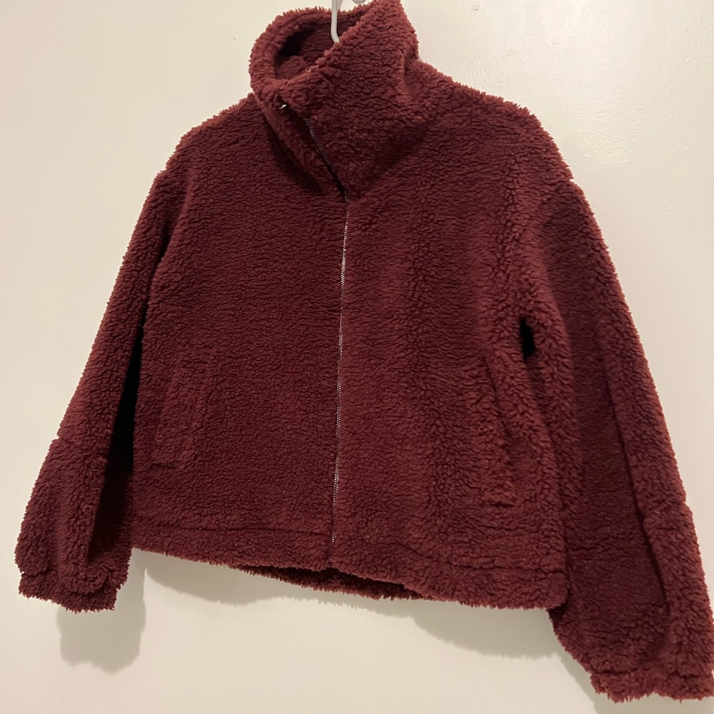 Lululemon Cinchable Fleece Zip-Up in Red Merlot NWOT